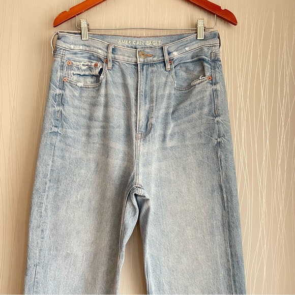 AMERICAN EAGLE Light Wash Highest Waist Baggy Jean Wide Leg Cotton Women's 12 - Picture 3 of 9
